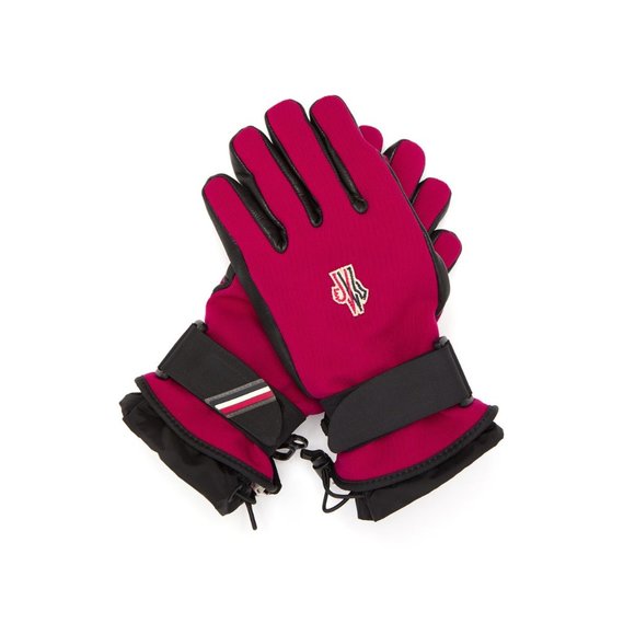 NWT Moncler Grenoble Logo Patch Twill Leather Technical Ski Gloves - Picture 1 of 16